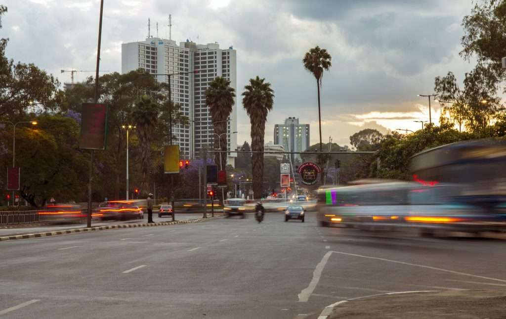 Nairobi traffic at dusk