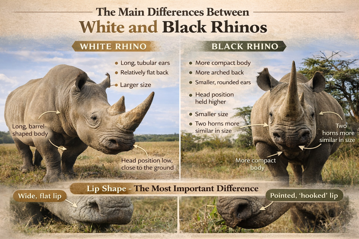 black and white rhino physical characteristics and differences