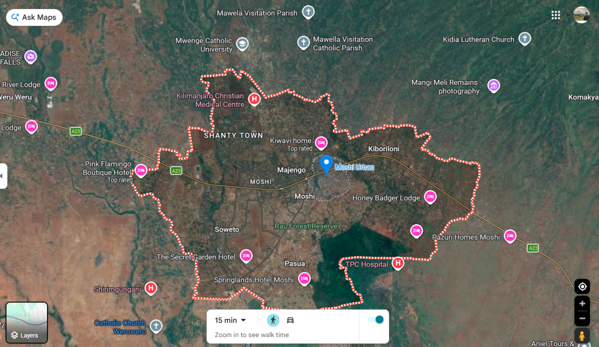 moshi Tanzania Map